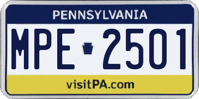 PA license plate MPE2501