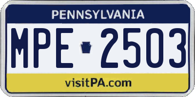 PA license plate MPE2503