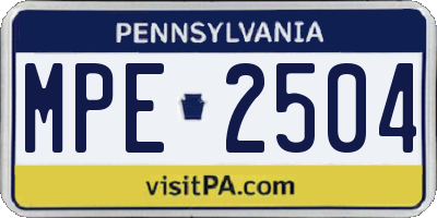 PA license plate MPE2504
