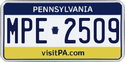 PA license plate MPE2509