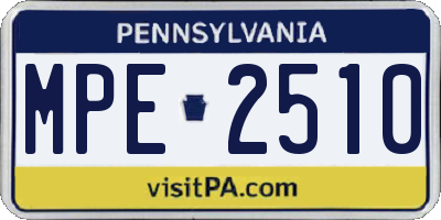 PA license plate MPE2510