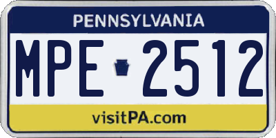 PA license plate MPE2512