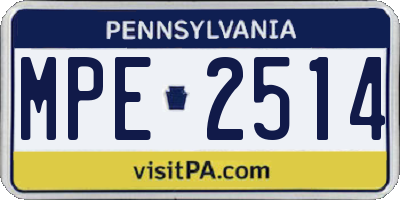 PA license plate MPE2514