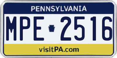 PA license plate MPE2516