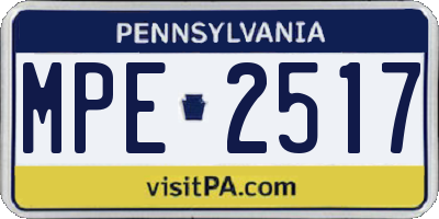 PA license plate MPE2517