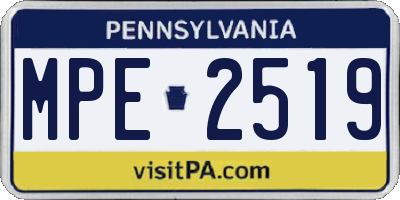 PA license plate MPE2519
