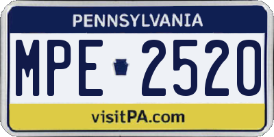 PA license plate MPE2520