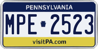 PA license plate MPE2523