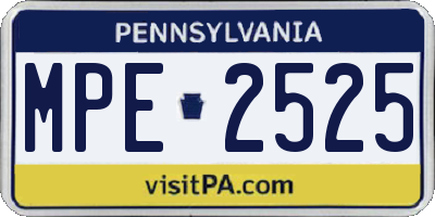 PA license plate MPE2525