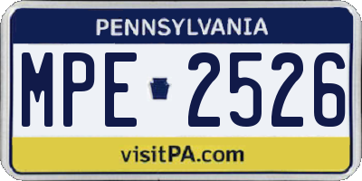PA license plate MPE2526