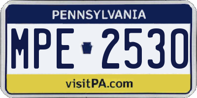 PA license plate MPE2530