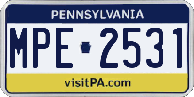 PA license plate MPE2531