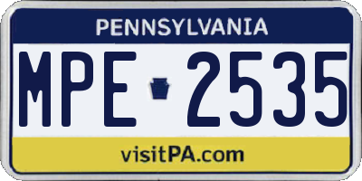 PA license plate MPE2535