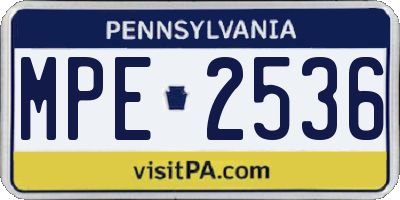 PA license plate MPE2536