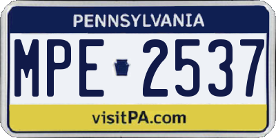 PA license plate MPE2537