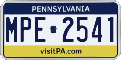 PA license plate MPE2541
