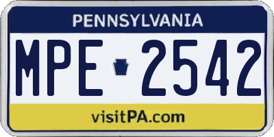 PA license plate MPE2542