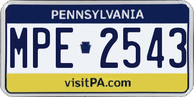 PA license plate MPE2543