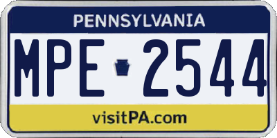 PA license plate MPE2544
