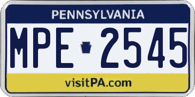 PA license plate MPE2545