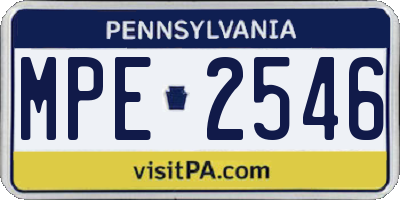 PA license plate MPE2546