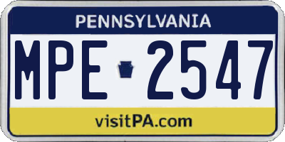 PA license plate MPE2547
