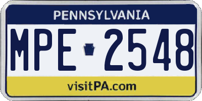 PA license plate MPE2548