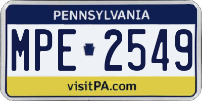 PA license plate MPE2549