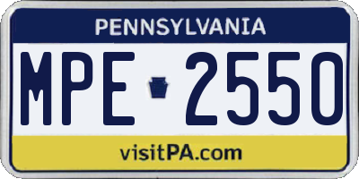 PA license plate MPE2550