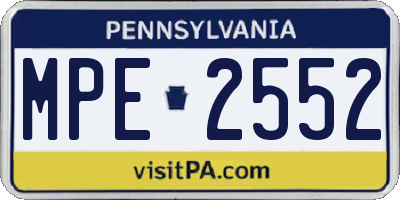 PA license plate MPE2552