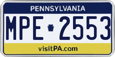 PA license plate MPE2553