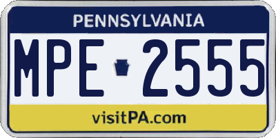 PA license plate MPE2555