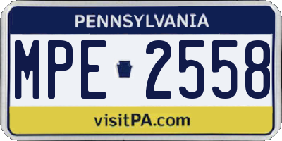 PA license plate MPE2558