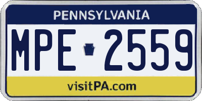 PA license plate MPE2559