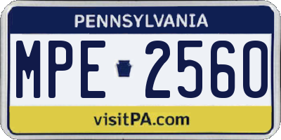 PA license plate MPE2560