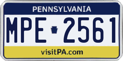 PA license plate MPE2561