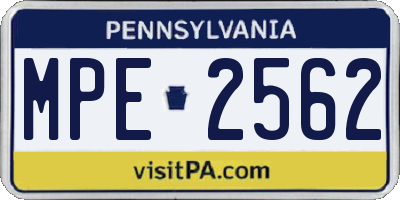PA license plate MPE2562