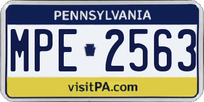 PA license plate MPE2563