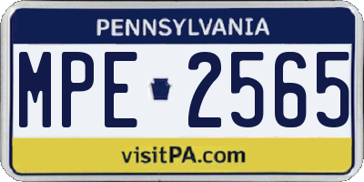 PA license plate MPE2565
