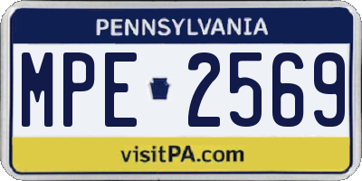 PA license plate MPE2569