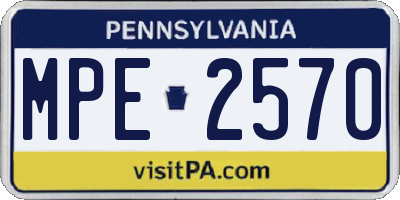 PA license plate MPE2570