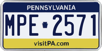 PA license plate MPE2571