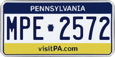 PA license plate MPE2572