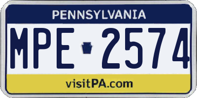 PA license plate MPE2574