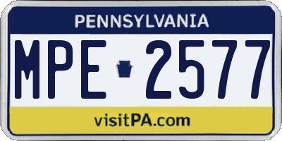 PA license plate MPE2577