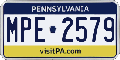 PA license plate MPE2579
