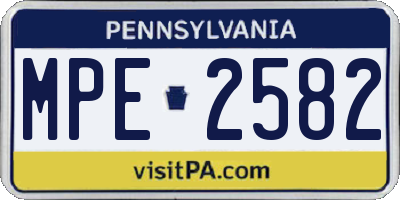 PA license plate MPE2582