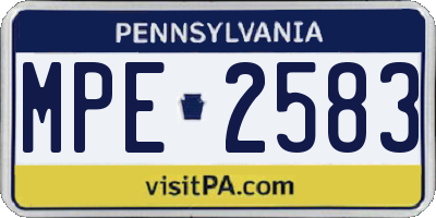 PA license plate MPE2583