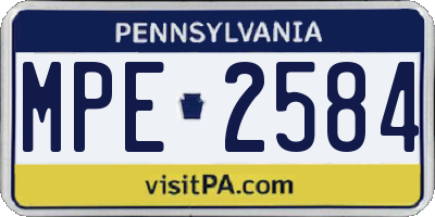 PA license plate MPE2584