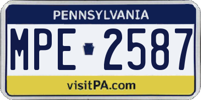 PA license plate MPE2587